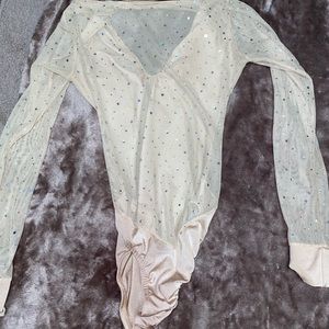 Off white rhinestone bartender bodysuit